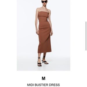 Brown midi dress from Zara